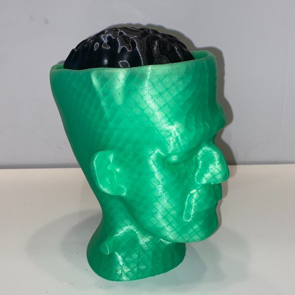 Handmade 3D Printed Monster Frankenstein Head and Brain Figurine Bust - Picture 2 of 6